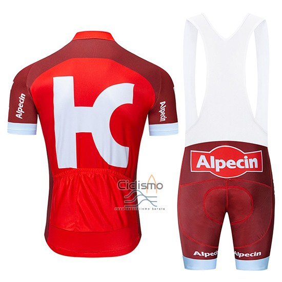 Katusha Alpecin Ropa Ciclismo Culotte Corto 2019 Mangas Cortas Rojo Blanco